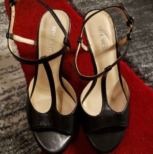 Nine west T strap black heel